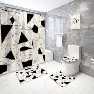 Toilet Seat Covers Modern Minimalist Marble Print Home Decor Bathroom Cover Sets Waterproof Shower Curtain Mats Carpet Rugs Suits