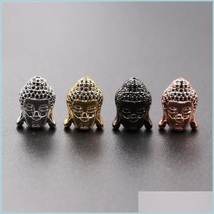 Andere Großhandel Messing Metall Micro Pave Cz Buddha Kopf Perlen für DIY Schmuck Spacer Herstellung Armbänder Zubehör Drop Lieferung 2022 F Dhmht