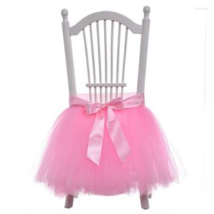 Chair Covers Lovely White Pink Country Kid Baby Shower Birthday Baptism Event Party Supplies TUTU Wedding Decoration Tulle Tie Skirt