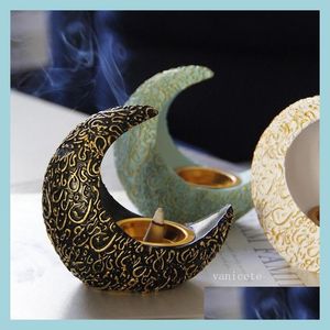 Candele Ramadan Decorative Moon Resin Holder Candele Classical Elegant European Desktop Incenso Burner T2I53352 Consegna a goccia dhcze