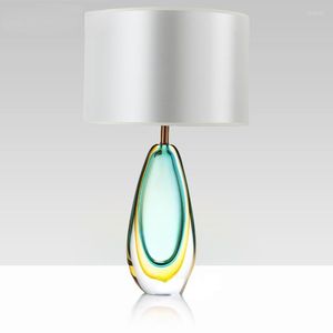 Bordslampor Post Modern Luxury Stained Glass Led Stand Fabric Desk Lights For Living Room Bedroom Bedside Lamp Home Art Decor