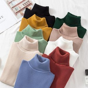 Women's Sweaters Long Sleeve Sweater Women Turtleneck Autumn Winter Thick Warm Slim Knitted Tops Female Casual Elastic Solid Basic Pullover