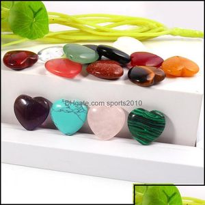 Konst och hantverk Natural 20mm Heart Turquoise Rose Quartz Stone Love Naked Stones Hearts Dekorera ornament Hand OTK5D