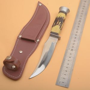 1PCS G1105 Faca reta de sobrevivência 440C Cetin Blade Resin Handle Handle Camping Outdoor Caminhando Facas de lâmina fixa com bainha de couro