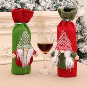 クリスマスデコレーション1PCSゴノームワインボトルカバー手作りスウェーデンのトッパーサンタクロースバッグ装飾