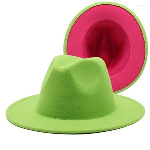 Basker röd/grön lapptäck kvinnliga hattar unisex panama ull filt fedora damer brett grim fest trilby cowboy hatt mode jazz mössa