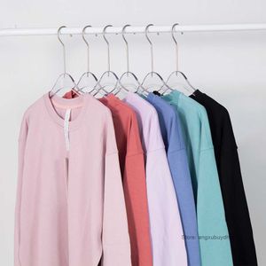 LU LU Fall New Yoga Womens T Shirts Perfect Oversized Autumn Womens Casual Loose Sweater Sports Round Neck Long Sleeve High quality