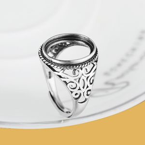 Anello in argento con montatura in argento sterling 925 11x14mm cabochon ovale con montatura semi anello adatto per gioielli con pietre preziose ambrate e turchesi