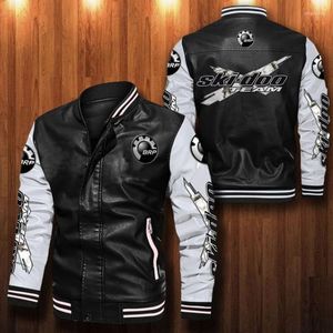 Men's Jackets BRP Can Leather Jacket Men Bomber Motorcycle Stand Collar Winter Coats Autumn Comfort High Quality Black Business M-4XL