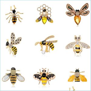 Spille Spille Strass alla moda Spille ape Regali per le donne Smalto Animale Insetto Ragno Spilla Pin Bug Gioielli Sciarpa Clip Br Dhni7