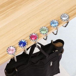 Hooks 1PC Portable Metal Foldable Bag Purse Hook Handbag Hanger Diamond Folding Table Desk