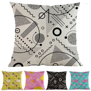 Poduszka Memphis Style Geometryczne Kręgi Linie Doty Niebieskie wzory patchwork Case Home Company Sofa Dekoracja krzesła