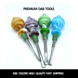 New glass dab tool smoking accessories 6 inch wig wag bubble head stainless steel dabber tools for oil rigs bong