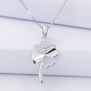 Pendant Necklaces 50PCS 925 Sterling Silver Four-leaf Clover Necklace Fashion Luxury Jewelry Accessories Ladies Creative Simple Cross Chains