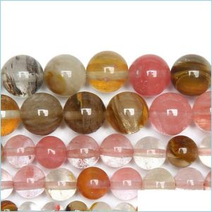 Crystal 8mm Natural Stone Smooth Volcano Cherry Quartz Loose P￤rlor 15 