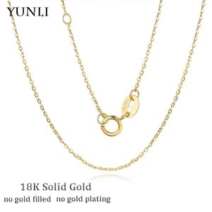 Colares pendentes Yunli Genuine 18K Chain Gold Chain Colar Classic O Simple Chain Design Pure Gold Au750 para mulheres Presente de jóias finas 221031