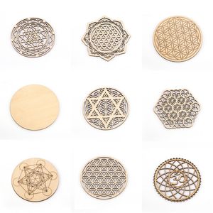 Laserskurna dalar mattor 10 cm geometrisk design tr￤hexagon form bordsskiva dekoration tr￤ dalbana f￶r te cup