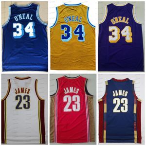 James Throwback Basketball Jersey Vintage 34 Shaquille Yellow Neal Retro Shaq Mens Basketball Jerseys