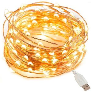 Strings LED Lights 10m 5m 5M Wodoodporny drut miedziany Waterproof Wróżka Garland na świąteczne przyjęcie z 8 kolorami