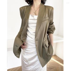 Women's Suits Satin Suit Jacket Fashion Women 2023 Spring Autumn Luxury Minimalism Solid Thin Jackets Tops Blazer Office Lady Female Outwear