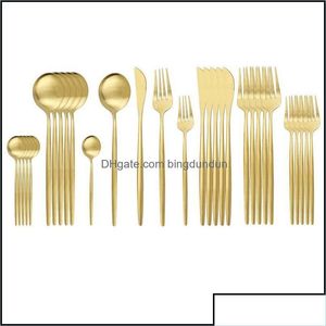 Conjuntos de utensílios de jantar 30pcs Conjunto de tabela de ouro fosco de aço inoxidável cozinha de talheres de falhas de flowware de falhe