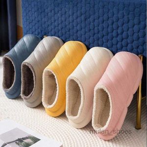 2023 Fashion Slippers Winter Women EVA Waterproof Warm Plush Non-Slip House Cotton Shoes Lady Concise Comfortable Indoor Bedroom Female Flats