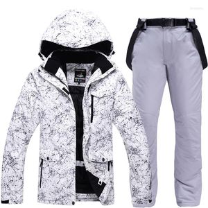스키 잭 재킷 두꺼운 따뜻한 스키복 커플 드레스 겨울 방풍 방수 방수 스노우 보드 재킷 바지 세트 남자 여자 플러스 사이즈 3xl