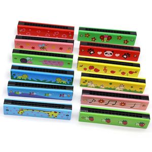 Wood Plastic Harmonica Образование Toys 16 лунок весело двойное ряд музыкальная игрушка дети