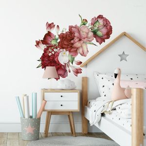 Naklejki ścienne Piękne czerwone peonyjne kwiaty dekoracja pokoju dziecięce dzieci w sypialni domek plakat naklejki