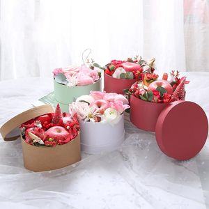 Gift Wrap Mini Round Cardboard Paper Flower Boxes Rose Box Valentine's Day Florist Party Favor Packaging Wedding