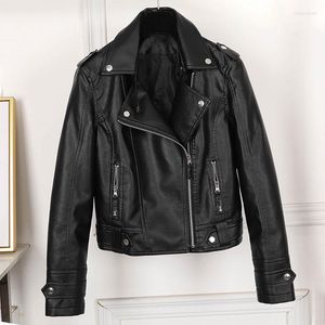 Women's Leather Spring Autumn Slim CoatWomen Faux Jacket Casual Biker Motorcycle Jackets Female Punk Streetwear