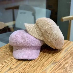 Boll Caps Octagonal Hat Baseball Cap for Women Spring Solid Color Warm Justerable Pumpkin Beret Mountaineering Outdoor Chapeau