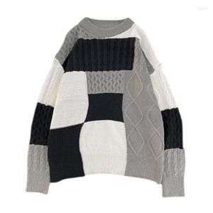 Męskie swetry męskie blok kolorowy Kolek Kolek z upuść na ramię Sweter Międzynarodowy odzież ciepła zimowa designerka czarna dzianina