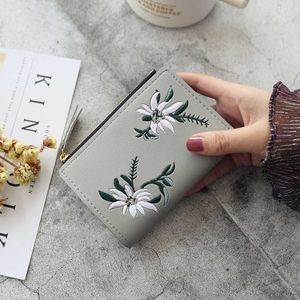 Wallets New Women's Wallets Print Flower Short Wallet For Woman Zipper Mini Coin Purse Ladies Small Wallet Female Leather Card Holder L221101