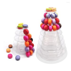 Bakeware Tools 6/10tier PVC Macaron Tower Display Stand Clear Round Shelf Rack Plastkakdessert för bröllopsfödelsedagsfestdekoration