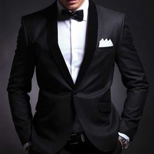 Męskie garnitury Blazers Black Wedding smokedo for have 2 -częściowy Slim Fit Men Suits Zestaw szal