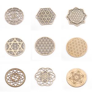 Wooden Coasters Mats for Cups Round Wood Floral Pattern Chinese Carved Texture Tea Coaster for Coffee Table Home Decor Housewarming Gift