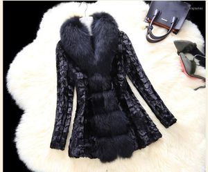 Women's Fur Manteau High Quality Mink Femme Furs Collar Coats Womens Thick Warm Faux Coat Plus Size 7XL 9XL WXF054