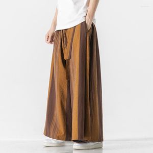 Herrenhose, chinesisches traditionelles Kleid, Baumwolle, Leinen, gestreift, breites Bein, Herrenbekleidung, Ethno, Retro, lose, Übergröße, Freizeithose, männlich