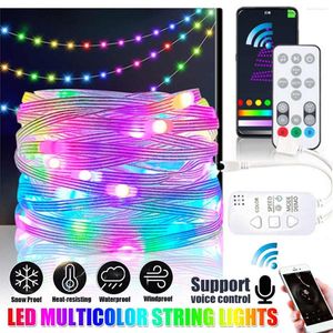 Strings LED-stränglampor USB Fairy Light Music Sync Bluetooth App för inomhus utomhus 2-10 m ändrar färgstjärniga lampor rgb semesterdekor