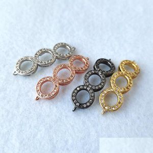 Konnektörler CZ Micro Pave Charm Ring Circle Connectors Aksesuarlar DIY bilezik kolye takılarını yapmak için CT553 Bulun