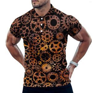 Polos masculinos steampunk super pólo shirt homem colorido engrenagem enferrujada casual diariamente camisetas engraçadas de manga curta roupas gráficas de tamanho grande