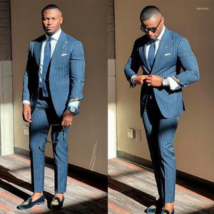 Men's Suits Men's & Blazers Dark Blue Pinstripe Men Suit Tailor-Made 2 Pieces One Button Modern Blazer Pants Fashion Formal Wedding