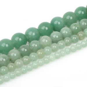 Kristal 8mm 15/Strand 4/6/8/10mm Doğal Yeşil Aventurine Taş Boncuklar Takı için Gevşek Aralayıcı Diy Bilezik Kolye Drop Del Dhv7e