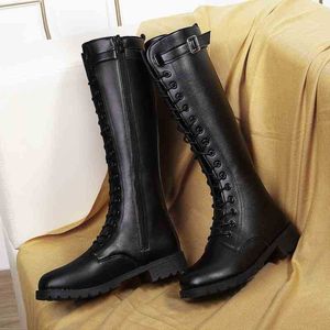 Botas vestido sapatos confortáveis mulheres cor sólida rendas até plataforma feminina saltos grossos senhoras moda botines de mujer sexy