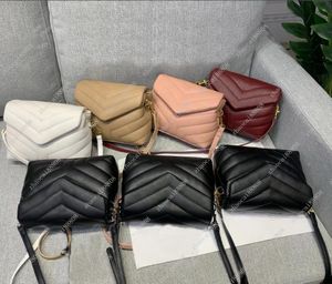 Handväskor mode kvinnor luxurys axelväskor klassisk designer loulou y-formade quiltkedjor påsar kvinnlig tote satchel handväska pu läder plånbok