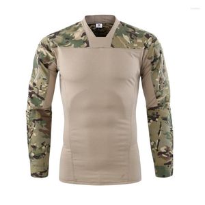 Camisetas de camisetas masculinas de camiseta tática do exército militar de fãs de exército militar montando respirável camuflagem ao ar livre Treinamento de treinamento de mangas compridas