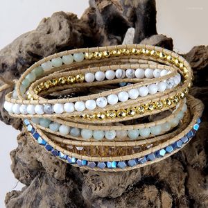 Braccialetti con ciondoli Bracciale gioielli con perline bohémien fatti a mano 5 fili 4mm Pietre naturali Crystal Wrap Festival Gift DropShippers