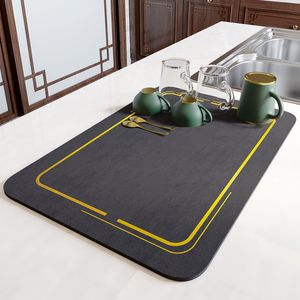 Absorbent Dish Drying Mats for Kitchen Counter Diatomite Absorbent Coffee Machine Bar Drain Pad