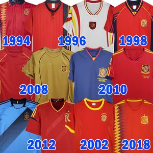 Final Hiszpania Retro Soccer koszulka 1994 96 98 Pique Puyol R.Hierro A.INiesta 2002 2008 Raul David Villa 2012 2012 Xavi Guerrero 2018 Guardiola Long Sleeve koszulki piłkarskie